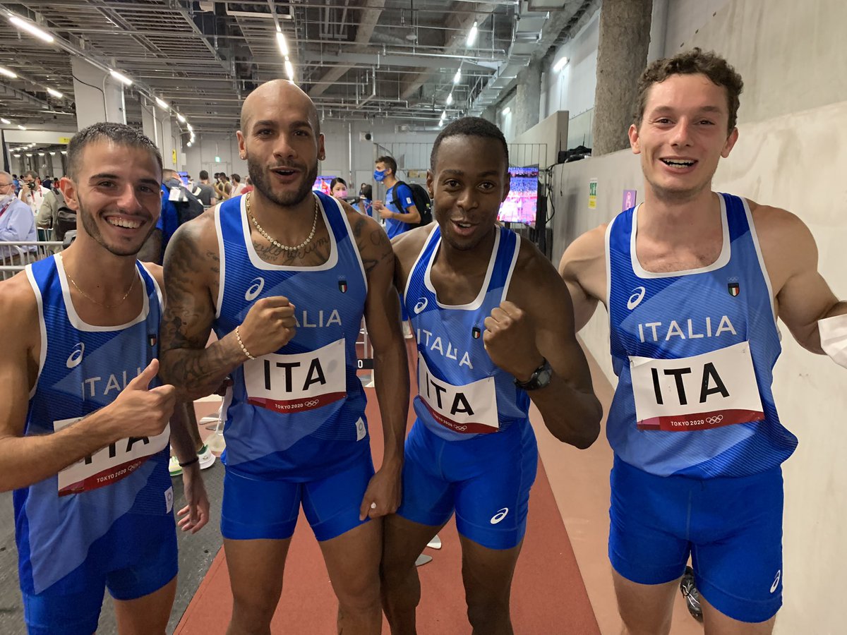 Lorenzo Patta, Marcell Jacobs, Fausto Desalu e Filippo Tortu