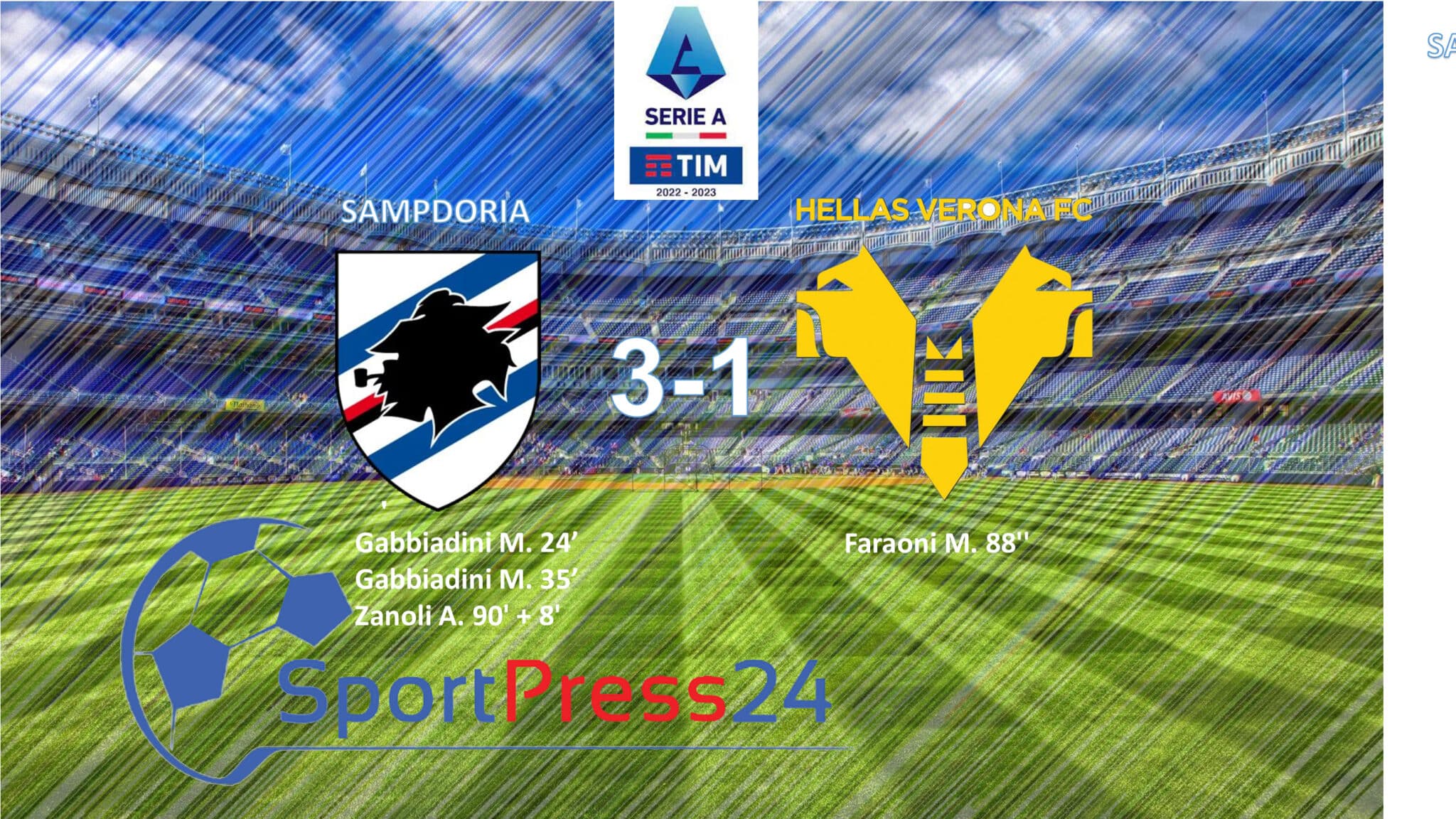 Serie A Sampdoria-Verona (immagina a cura di Valerio Giuseppe Bellinghieri)