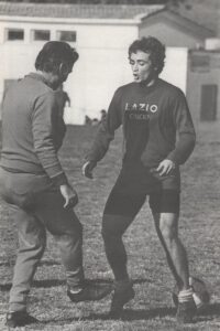 D'Amico in allenamento alla Lazio a metà degli anni 1970 con il tecnico Maestrelli.