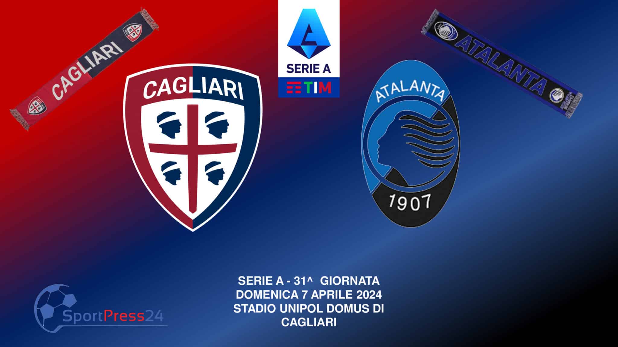 Formazioni ufficiali di Cagliari - Atalanta (Immagine a cura di Orazio Bellinghieri)