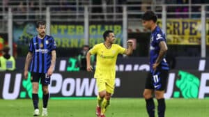 Pedro dopo la doppietta durante il Match Inter - Lazio